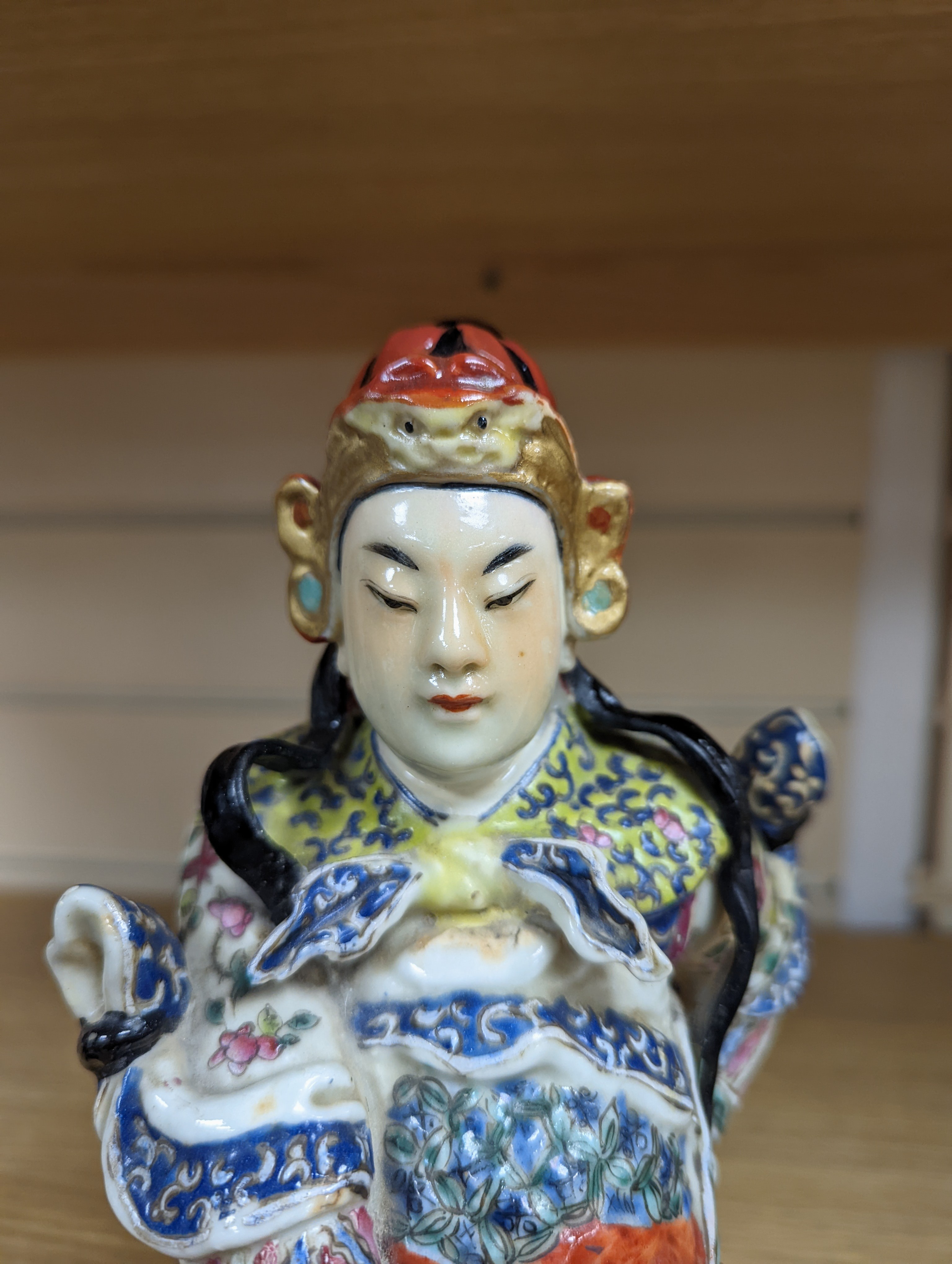 A Chinese enamelled porcelain figure of a General, Republic period, 26cm